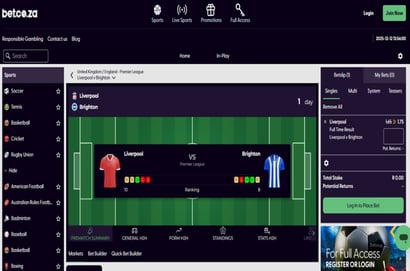 Bet.co.za Premier League Odds Boost - Get 1.75 for Liverpool to Beat Brighton