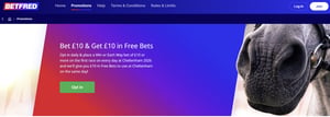 Betfred Cheltenham Offer - Bet £10 on race one and get a £10 free bet each day