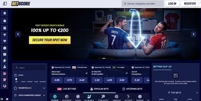 Betscore sportsbook homepage