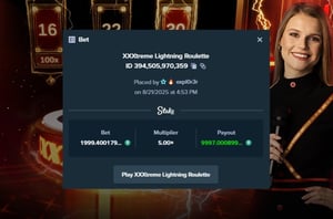 Big Win on XXXtreme Lightning Roulette