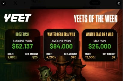 Big wins at Yeet Casino