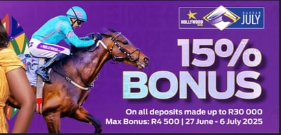 Durban July Bonus - 15% bonus on all deposits up to R30k for the Durban July