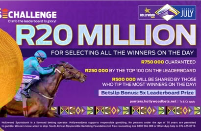 Hollywoodbets Punters Challenge - Jackpot boosted to R20m on Durban July day