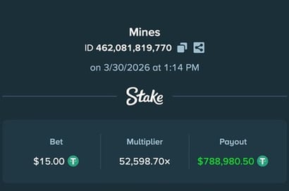 Stake Mines Player Lands $788,980.50 USDT Payout