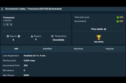 Stake Poker $5 Freezeout Tournament