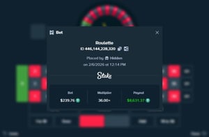 Stake Roulette Straight Number Win