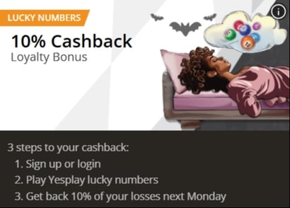 YesPlay Lucky Numbers Cashback