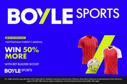 boyle sports forest arsenal boost
