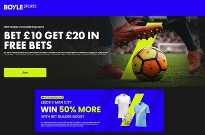 boyle sports leeds man city bet boost