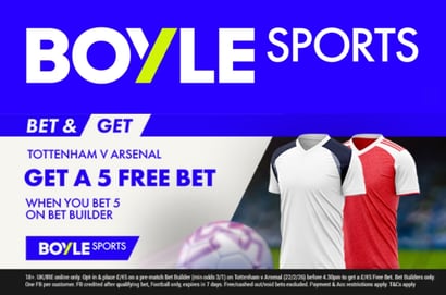 boyle sports tottenham arsenal free bet