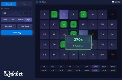 Six Numbers Hit: IvanBLIVE Banks $16K on Rainbet Keno