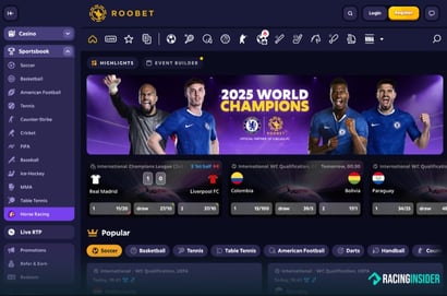 Roobet Homepage Racing Insider