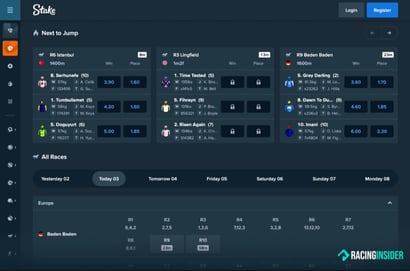 Stake.com horse racing page