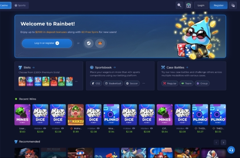 Rainbet Casino Slot Interface