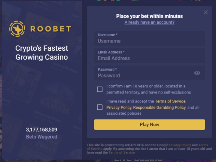 RooBet Sign Up