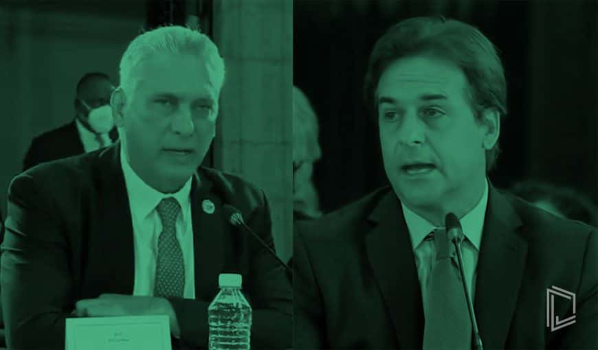 El presidente de Cuba y Luis Lacalle Pou