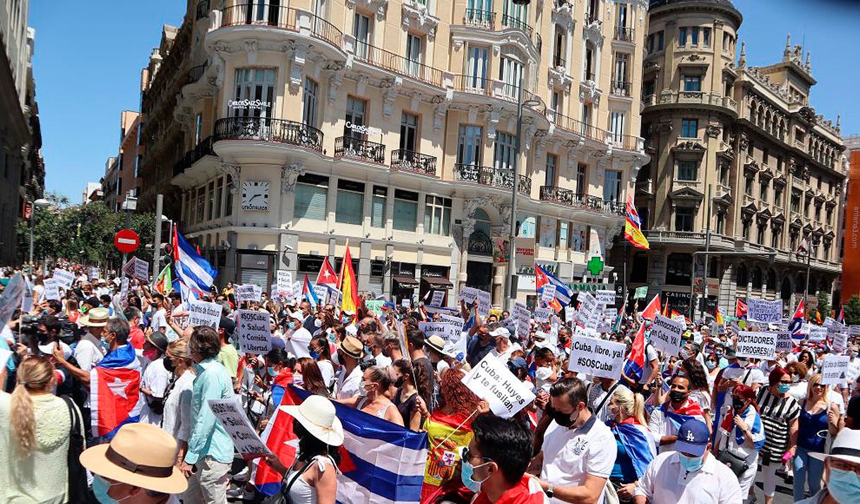 manifestación, cubanos, Madrid