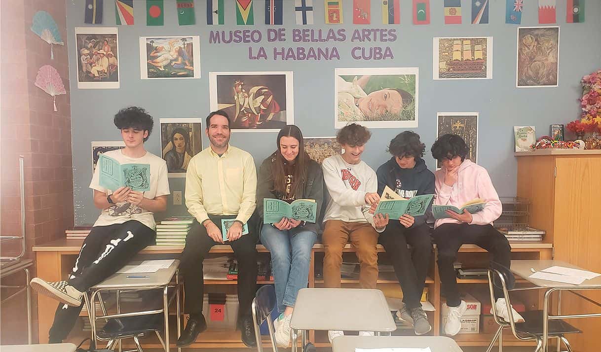 Jovann Silva with some of his students.