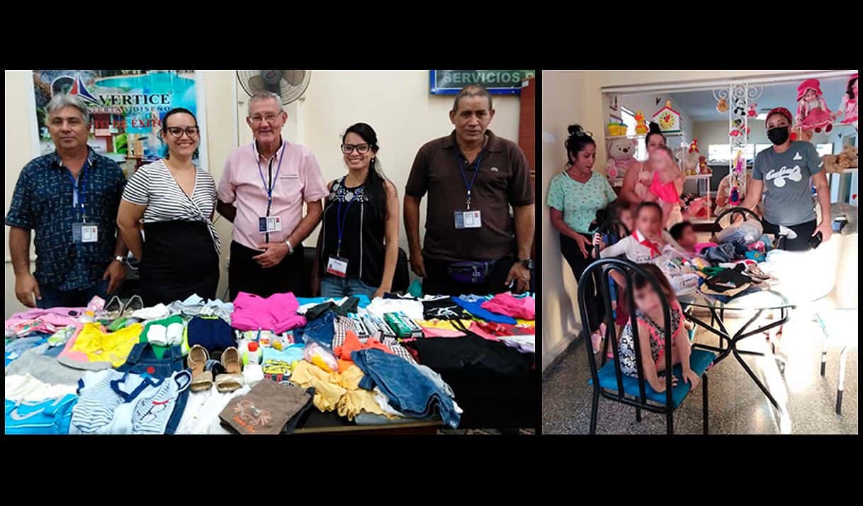 VÉRTICE (Empresa de Servicios de Ingeniería y Diseño de Holguín) y la organización religiosa Ministerio Piedad Betel entregaron ropas, zapatos, juguetes, material de aseo y escolar a niños sin amparo filial. Foto: Facebook.
