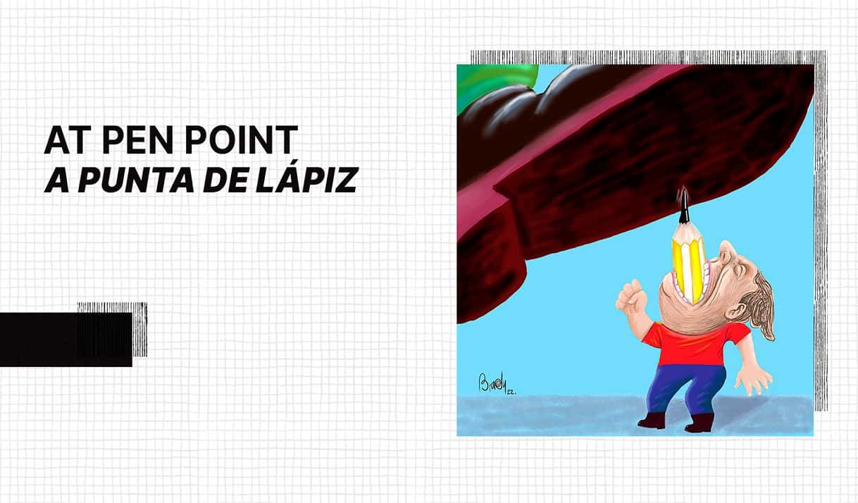 caricatura, hombre, lápiz, zapato