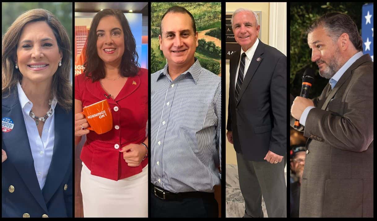 De izquierda a derecha: Maria Elvira Salazar, Nicole Malliotakis, Mario Díaz-Balart, Carlos Giménez y Ted Cruz. Fotos: perfiles personales de X.