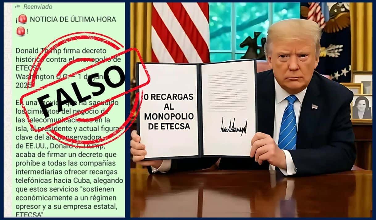 Es FALSO que Trump firmó un «decreto histórico contra el monopolio de Etecsa»