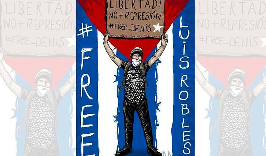 Cartel que acompañó campaña por la liberación de Luis Robles.