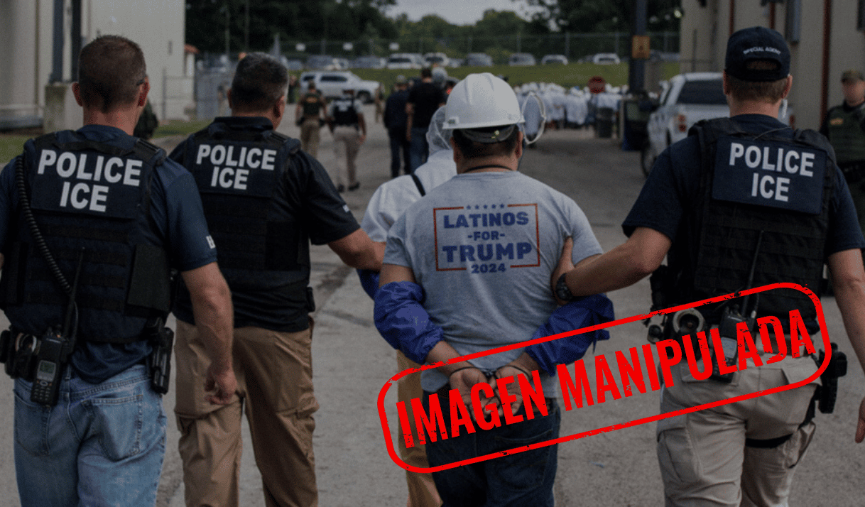 Foto de migrante detenido con pulóver de «Latinos por Trump» está manipulada