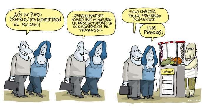 Caricatura de Martirena, en el periódico Granma. 