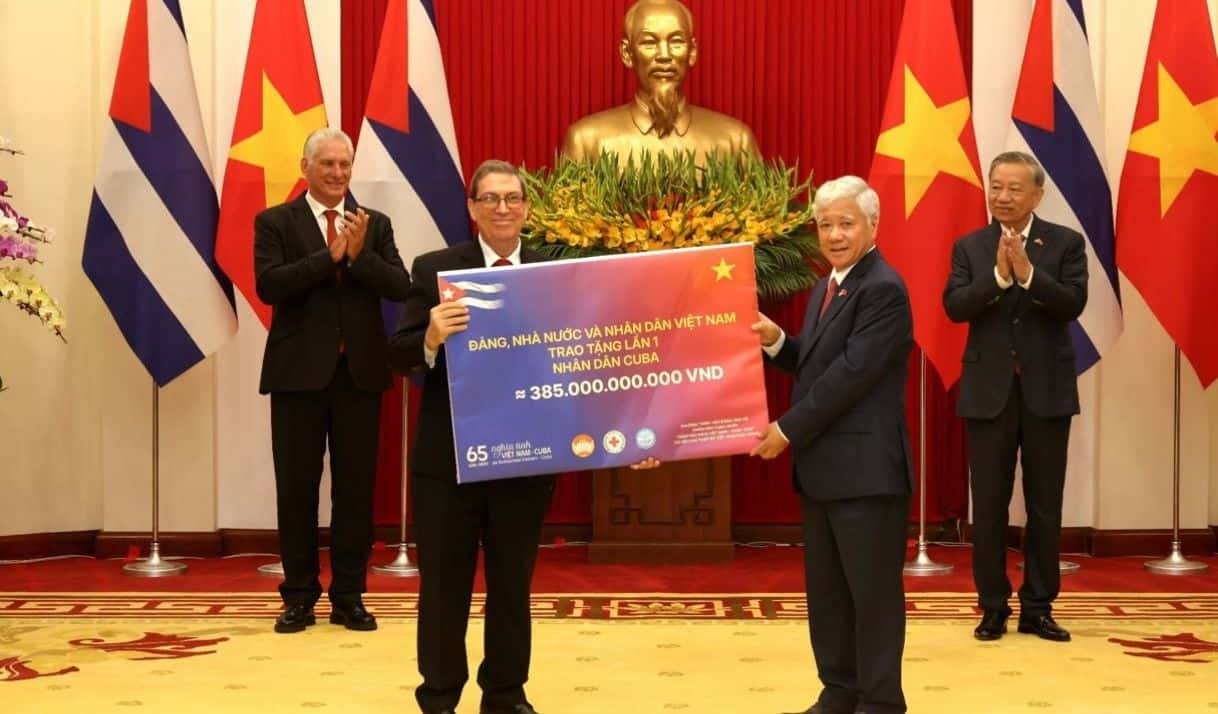 Vietnam ha entregado a Cuba un donativo de unos 14.6 millones de dólares.