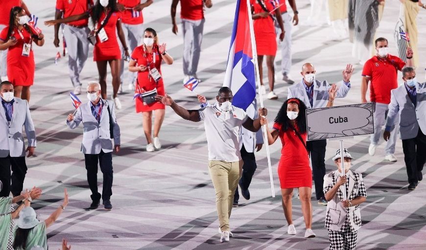 Delegación cubana en el desfile inaugural de los Juegos Olímpicos Tokio 2020. Foto: Olympics.com