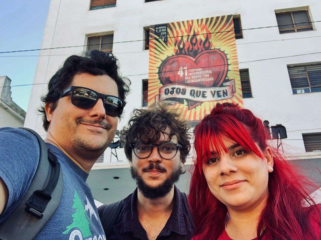 Camilo Condis, Miguel Alejandro Hayes y Lucía March, en días de Festival de Cine. 