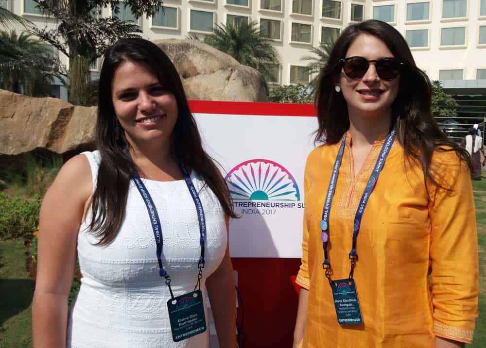 Elaine Días y Marta Deus en las sesiones de GES 2017, India.