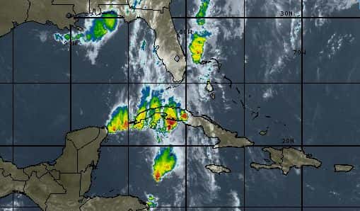 Imágen satélital de Cuba que muestra las lluvias de la tormenta Alberto. Foto: Tomada del Instituto de Meteorología.