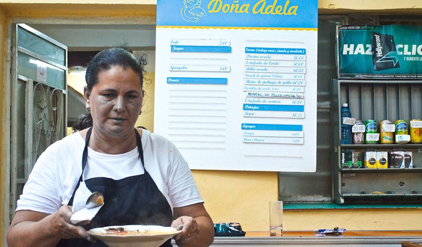 Adela gives free food to Havana’s elderly at her private restaurant.