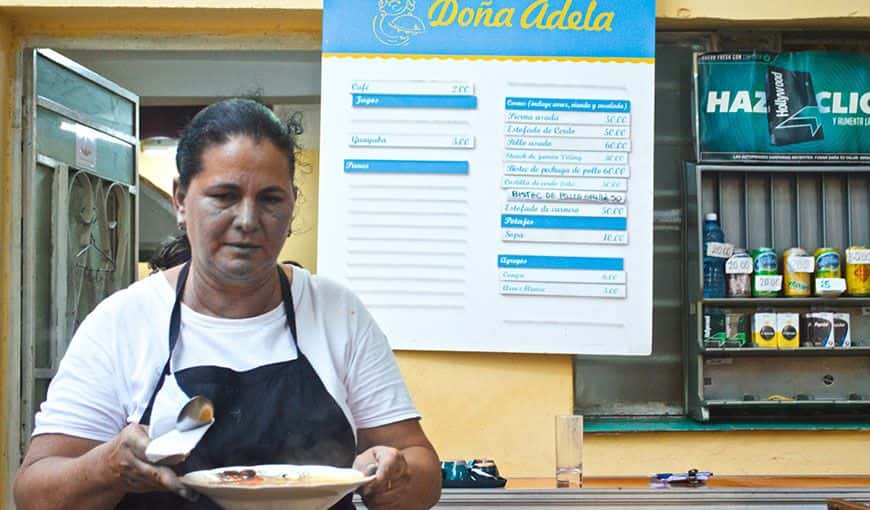 Adela gives free food to Havana’s elderly at her private restaurant. Photo: Luis Ruiz Morales