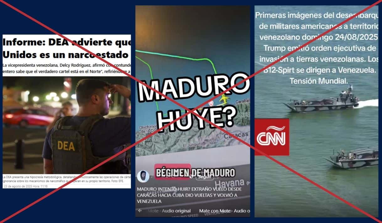 Capturas de desinformaciones en redes sociales.