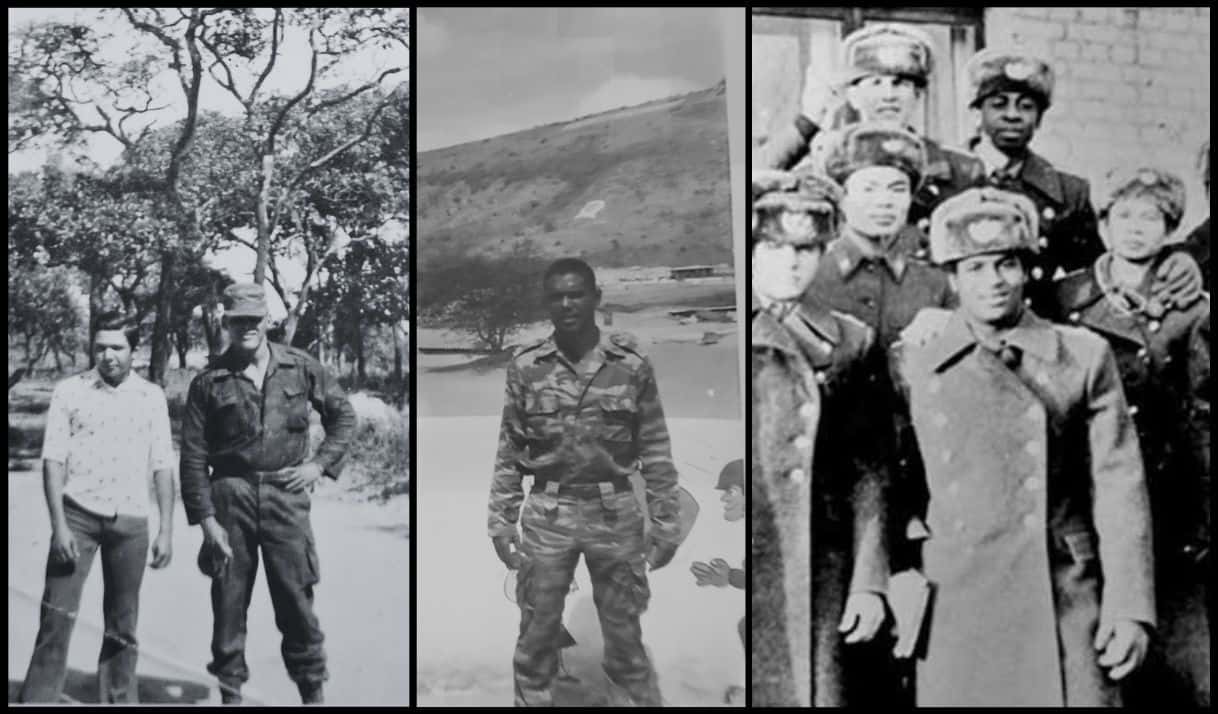 Jorge Olivera (izq. de uniforme), Ángel Moya (centro), Guillermo Fariñas (derecha al fondo).