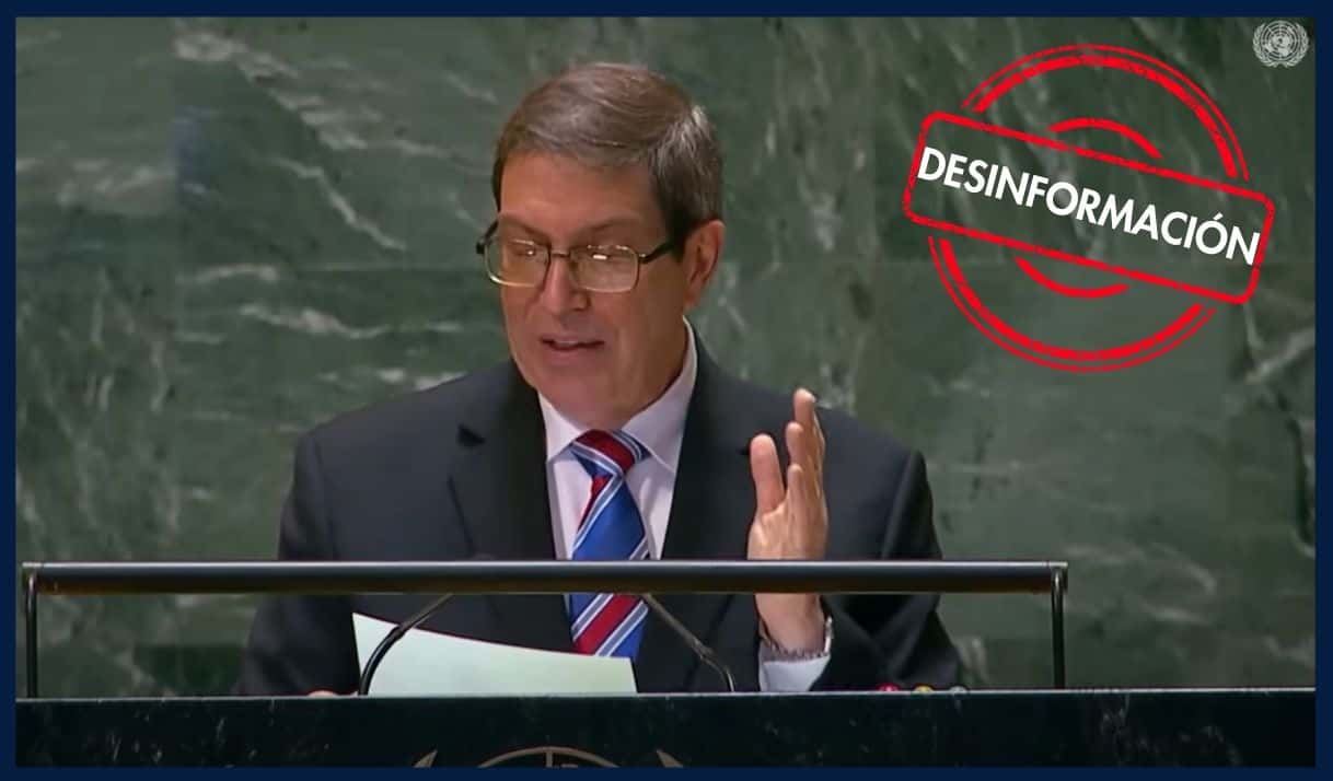 Canciller cubano Bruno Rodríguez Parrilla en el 80º período de sesiones de la ONU, el 27 de septiembre de 2025 en Nueva York. Foto: Captura de video. 