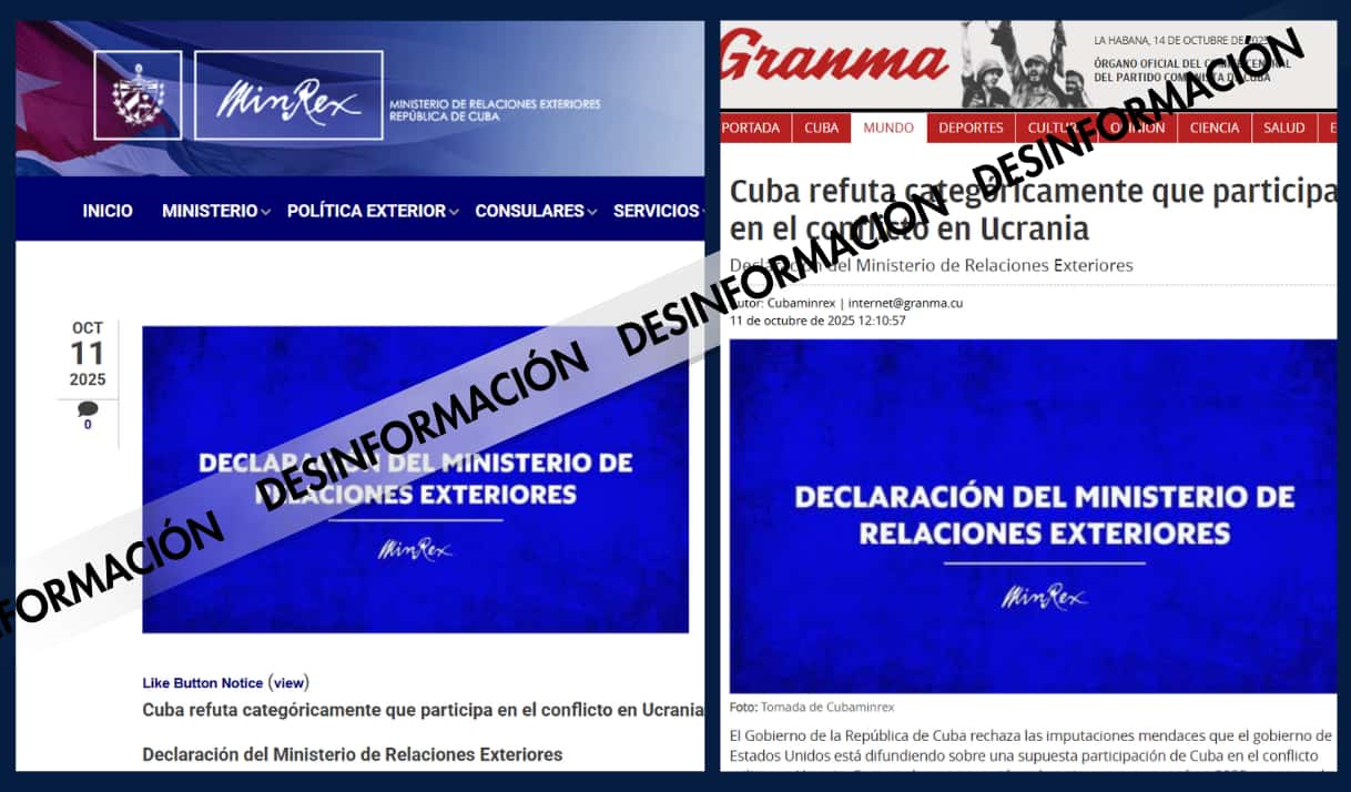 Minrex asegura que Cuba «no forma parte del conflicto armado en Ucrania». Capturas de publicaciones.