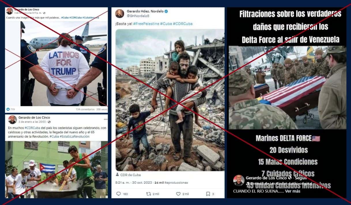 Capturas de desinformaciones compartidas en redes sociales por Gerardo Hernández.