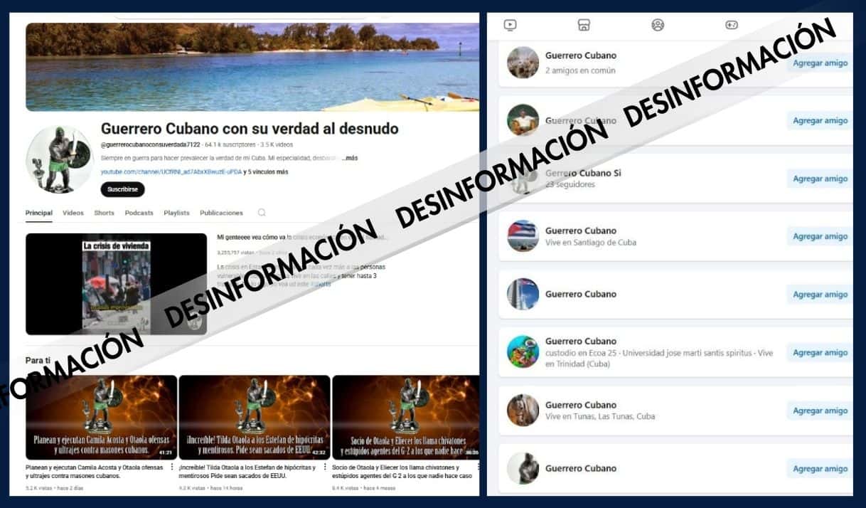 Capturas de cuentas desinformantes.