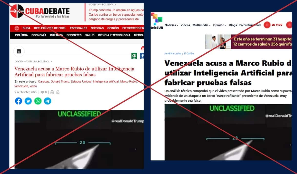 Capturas de publicaciones de teleSur y Cubadebate.