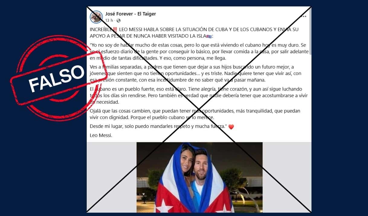 El supuesto mensaje de Messi sobre Cuba es falso y la foto también