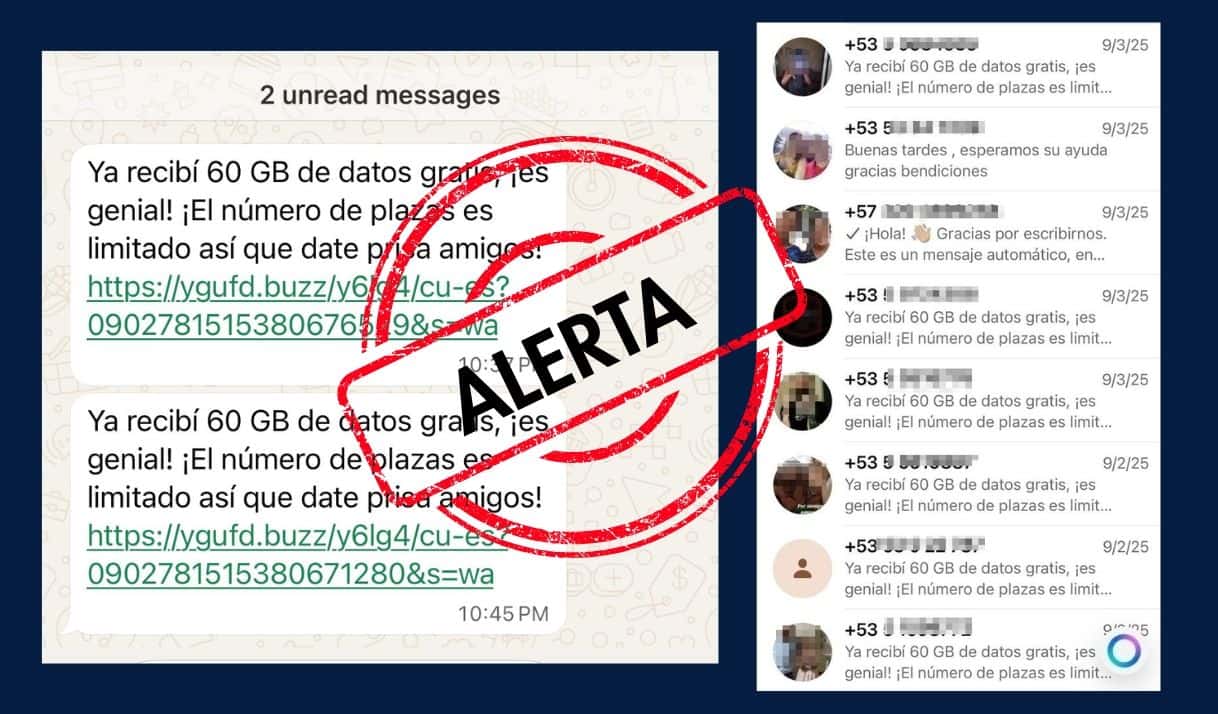 ALERTA: Prometen datos gratis por WhatsApp «en memoria de Cachita» en Cuba. ¡Es <i>phishing</i>!