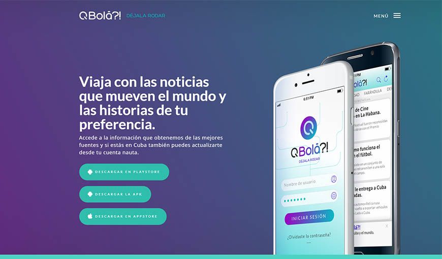 Captura de pantalla del sitio web de Qbolá.