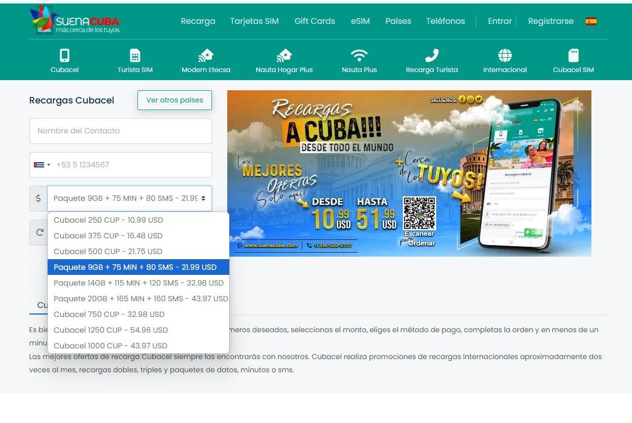 recargas internacionales móvil Cuba