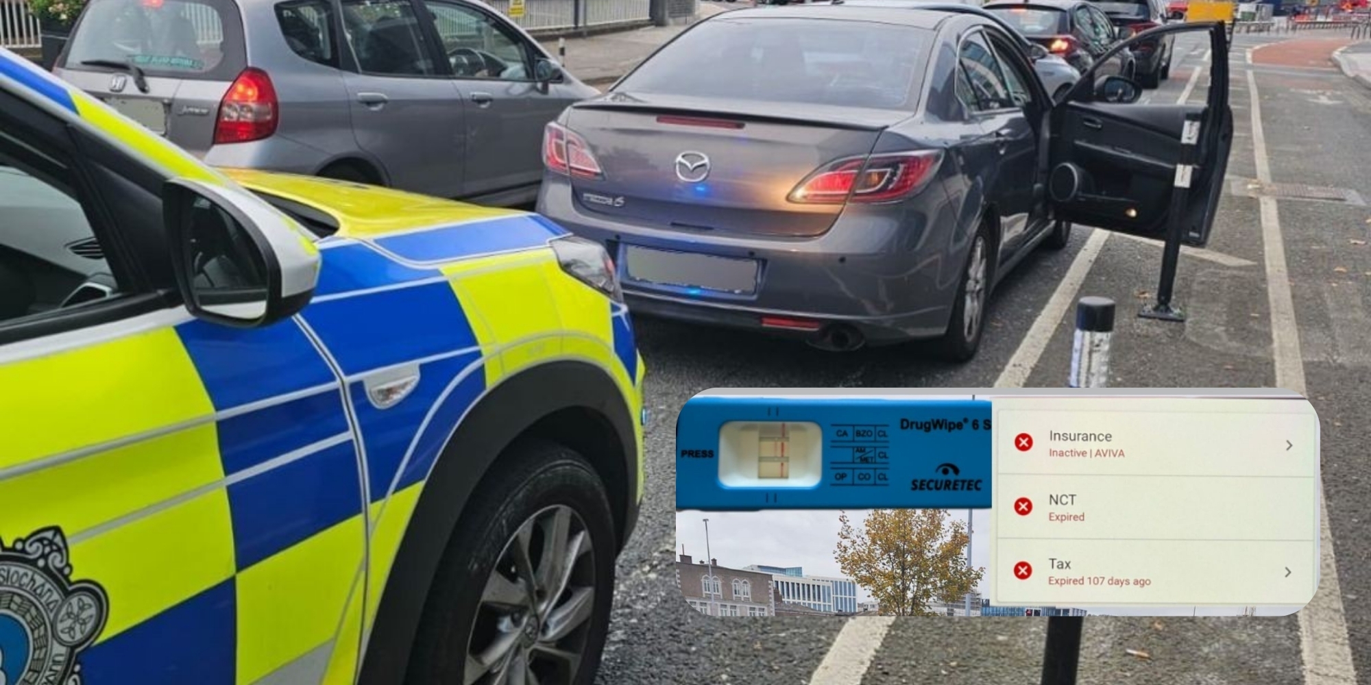 Driver Arrested in Cork City After Testing Positive for Drugs with No Tax, Insurance or NCT