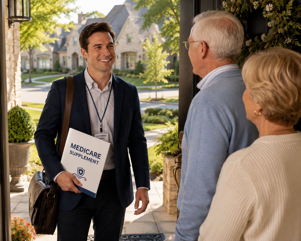 Medicare agent reviewing Scope of Appointment and Medicare Supplement workflow records