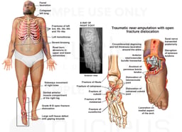 Severe Injuries with Near Complete Traumatic Amputation of the Right Foot with Open Fracture